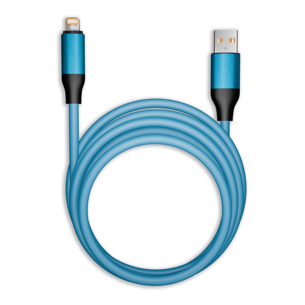 Кабель Smartbuy USB - LIGHTNING BOLD СуперТолстый синий 3А, TPE, 1 м пакет (IK-512BOLD-BLUE) от компании Медиамир - фото 1
