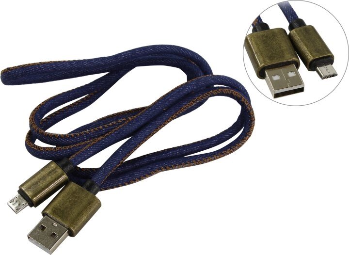 Кабель Smartbuy USB - micro USB, джинсовый, длина 1,2 м, (iK-12 blue Jeans)/60 от компании Медиамир - фото 1