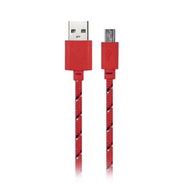 Кабель Smartbuy USB - micro USB, нейлон, длина 1,2 м, красный (iK-12n red)/500 от компании Медиамир - фото 1