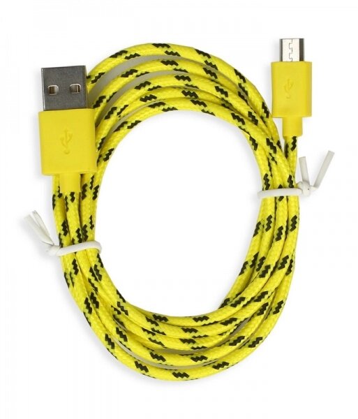 Кабель Smartbuy USB - micro USB, нейлон, длина 1 м, желтый (iK-12n yellow)/500 от компании Медиамир - фото 1