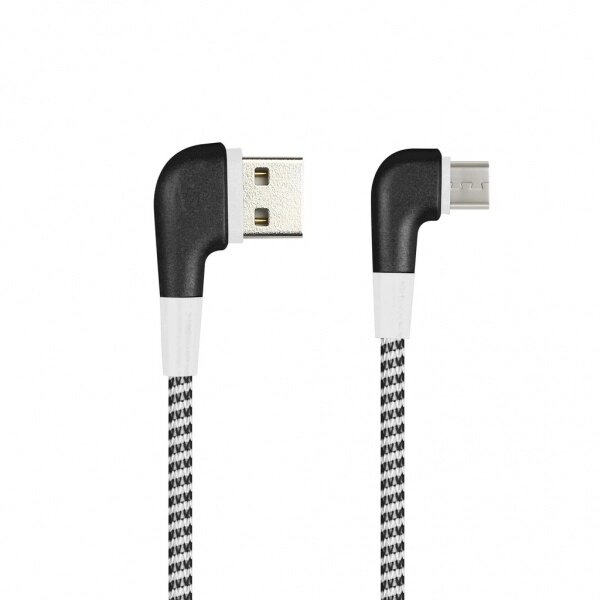 Кабель Smartbuy USB - micro USB, нейлон. оплётка Socks L-TYPE угловой, черн, 2 А, 1м (ik-12NSL black ##от компании## Медиамир - ##фото## 1