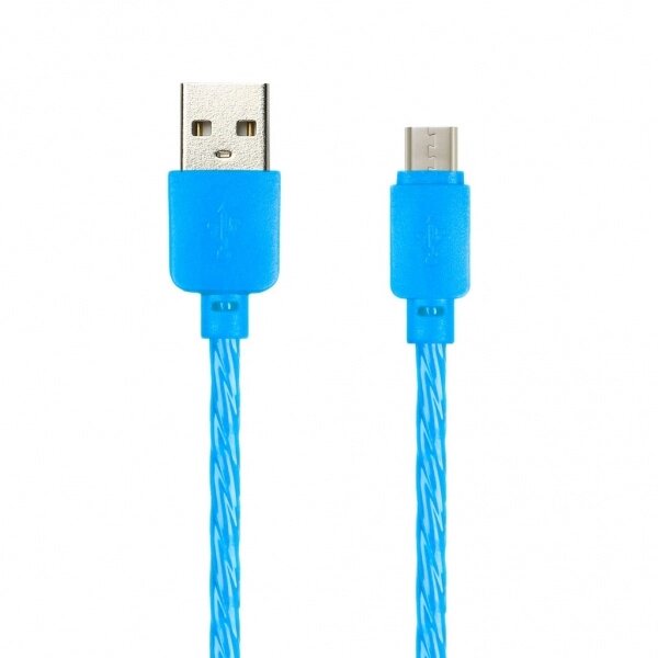 Кабель Smartbuy USB - micro USB, SILICONE SPIRAL, синий, 2 А, 1 м (iK-12SPS blue)/100 от компании Медиамир - фото 1