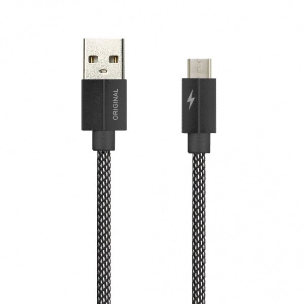 Кабель Smartbuy USB - MicroUSB TWILL METAL, черный 2 А, 1 м (iK-12TWM black)/100 от компании Медиамир - фото 1