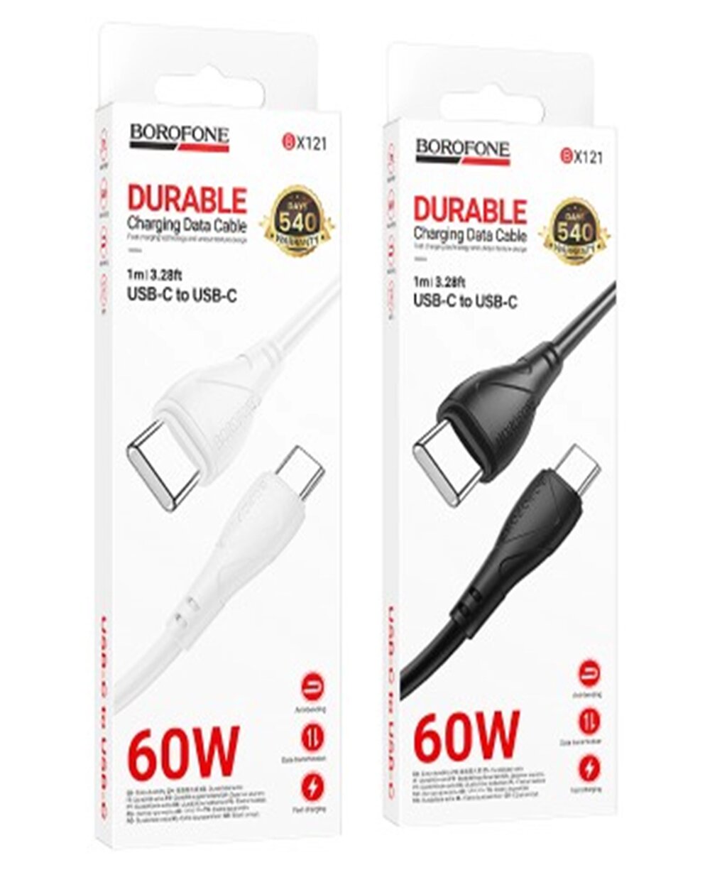 Кабель TypeC - TypeC Borofon BX121aa 3.0A PD60W  1.0м White д от компании Медиамир - фото 1