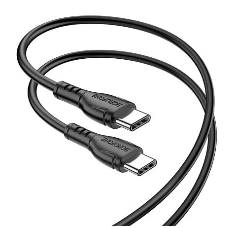 Кабель TypeC - TypeC Borofon BX51aa 3.0A PD 60W  ПВХ 1м Black сд от компании Медиамир - фото 1