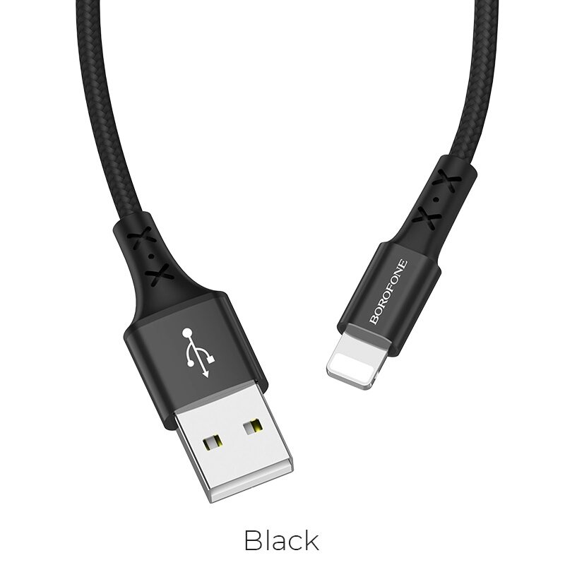 Кабель USB-Lightning Borofon BX20 Enjoy, 2.0А, нейлон 1 м, Black от компании Медиамир - фото 1