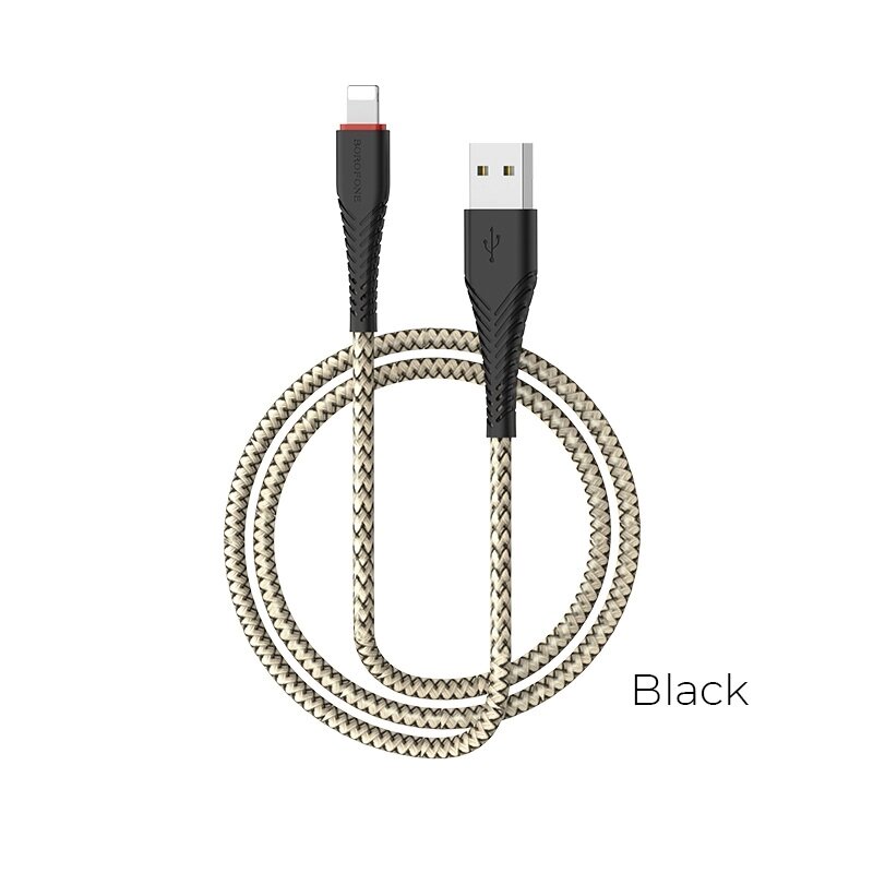 Кабель USB-Lightning Borofon BX25 Powerful, 2.4А, нейлон 1 м, Black мс от компании Медиамир - фото 1