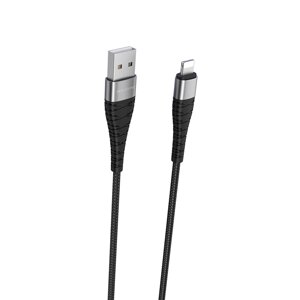 Кабель USB-Lightning Borofon BX32 Munificent 2.4А, нейлон 1м, коробка Black см