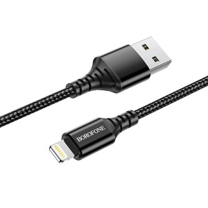 Кабель USB-Lightning Borofon BX54 Ultra bright 2.4 A нейлон 1м Black
