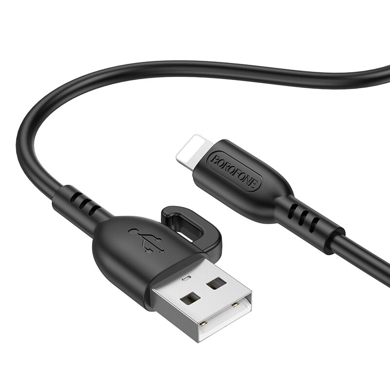 Кабель USB-Lightning Borofon BX91 2.4 A ПВХ 1м Black от компании Медиамир - фото 1