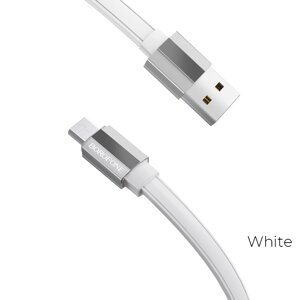 Кабель USB-MicroUSB Borofon BU8 Glory 2,4 А, плоский 1,2м, белый