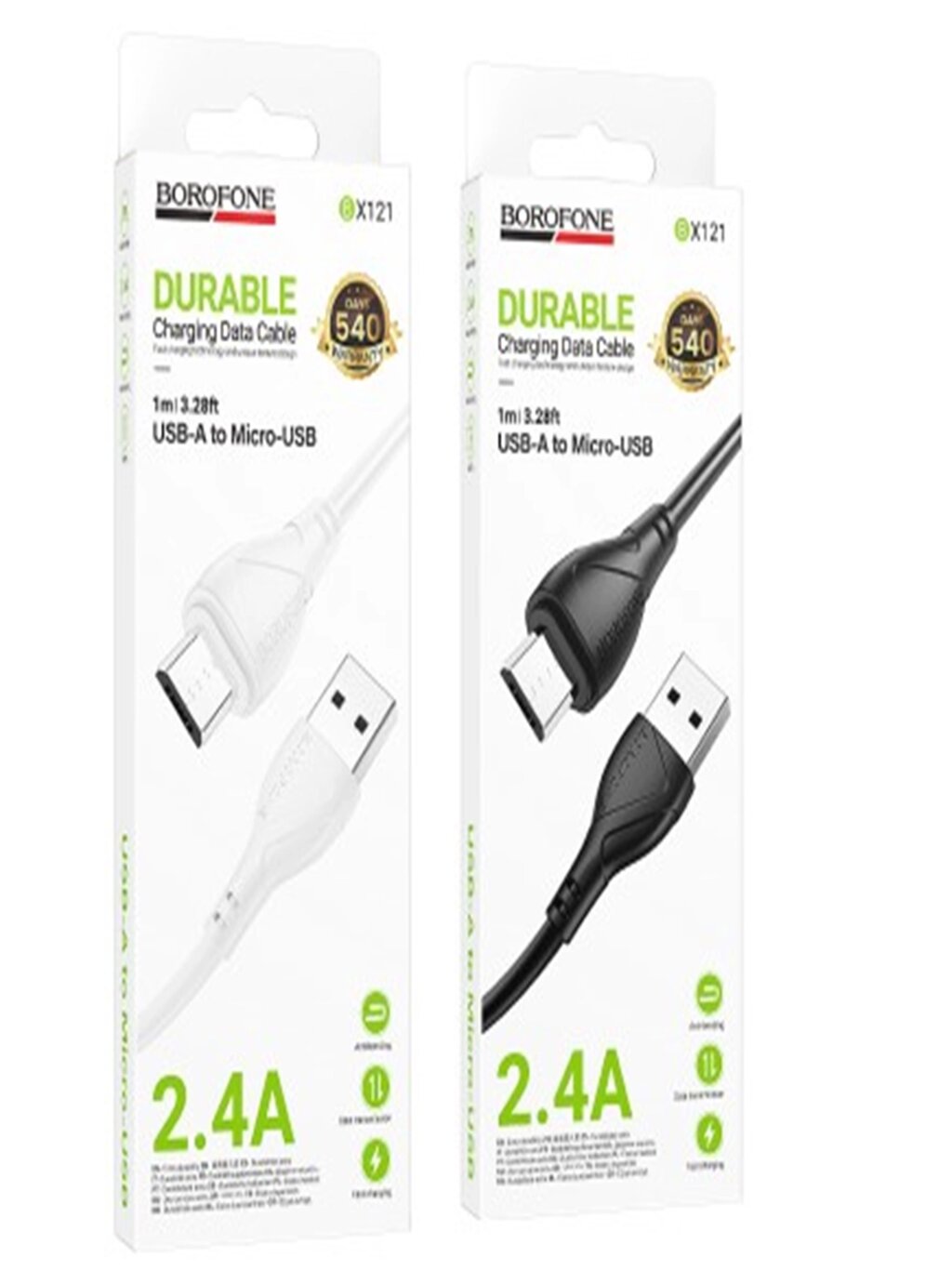 Кабель USB-MicroUSB Borofon BX121 2.4А 1,0м White д от компании Медиамир - фото 1