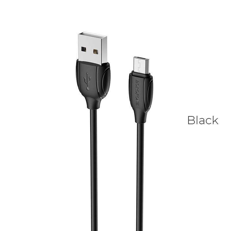 Кабель USB-MicroUSB Borofon BX19 Benefit 2.4А TPE 1м Black от компании Медиамир - фото 1