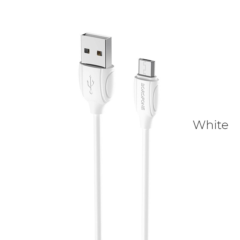 Кабель USB-MicroUSB Borofon BX19 Benefit 2.4A TPE 1м White от компании Медиамир - фото 1