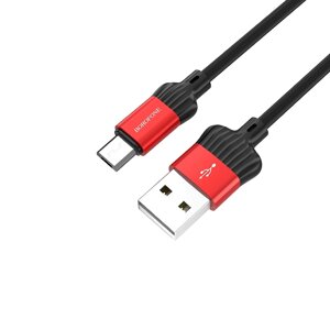 Кабель USB-MicroUSB Borofon BX28 Dignity, 2.4A рифленый круглый 1м, коробка Red