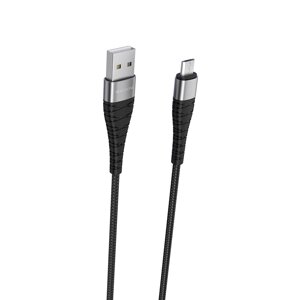 Кабель USB-MicroUSB Borofon BX32 Munificent 2.4А, нейлон 1м, Black