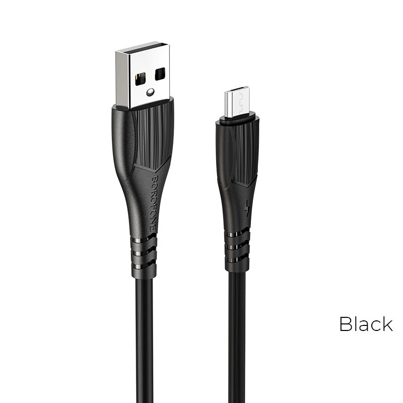 Кабель USB-MicroUSB Borofon BX37 Wieldy 2,4А TPE 1м Black пс от компании Медиамир - фото 1