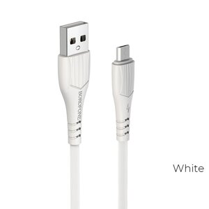Кабель USB-MicroUSB Borofon BX37 Wieldy 2,4А TPE 1м White пс