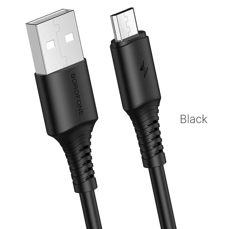 Кабель USB-MicroUSB Borofon BX47 Coolway ПВХ 2,4А 1м Black от компании Медиамир - фото 1