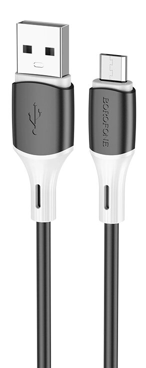 Кабель USB-MicroUSB Borofon BX79 2.4A силикон 1м Black сд от компании Медиамир - фото 1