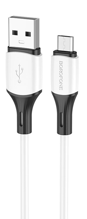 Кабель USB-MicroUSB Borofon BX79 2.4A силикон 1м White сд от компании Медиамир - фото 1