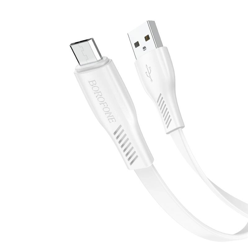 Кабель USB-MicroUSB Borofon BX85 Auspicious 2,4А ПВХ плоский 1м White от компании Медиамир - фото 1