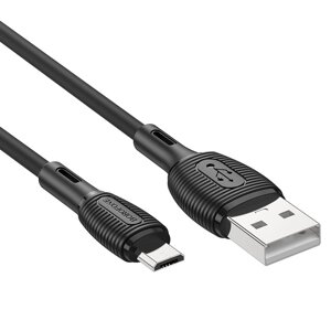 Кабель USB-MicroUSB Borofon BX86 2,4А силикон 1м Black