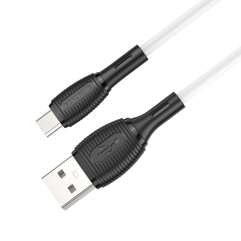 Кабель USB-MicroUSB Borofon BX86 2,4А силикон 1м White от компании Медиамир - фото 1