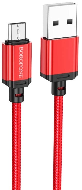 Кабель USB-MicroUSB Borofon BX87 2,4А нейлон 1м Red пс от компании Медиамир - фото 1