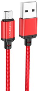 Кабель USB-MicroUSB Borofon BX87 2,4А нейлон 1м Red пс