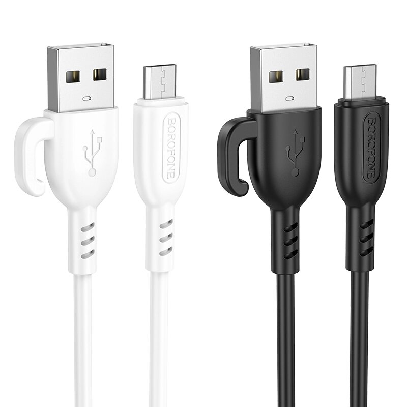 Кабель USB-MicroUSB Borofon BX91 2,4А ПВХ 1м Black от компании Медиамир - фото 1