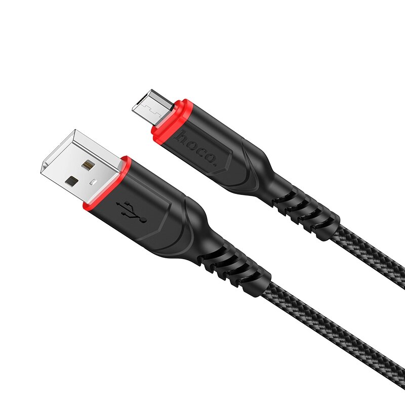 Кабель USB-MicroUSB Hoco X59 Victory, 2.4A нейлон 1м Black от компании Медиамир - фото 1