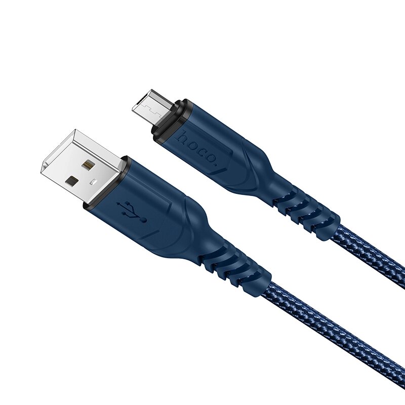 Кабель USB-MicroUSB Hoco X59 Victory, 2.4A нейлон 2м Blue от компании Медиамир - фото 1