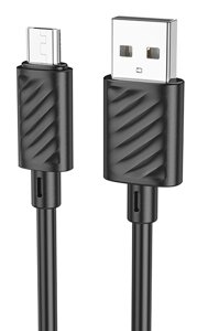 Кабель USB-MicroUSB Hoco X88 Gratified 2.4А, ПВХ 1м Black мс