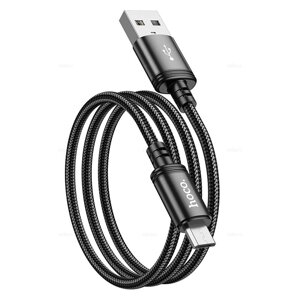 Кабель USB-MicroUSB Hoco X89 Wind 2.4А, нейлон 1м Black мс