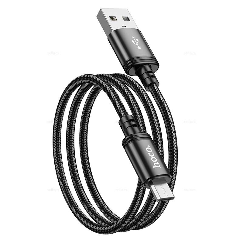 Кабель USB-MicroUSB Hoco X89 Wind 2.4А, нейлон 1м Black мсд от компании Медиамир - фото 1