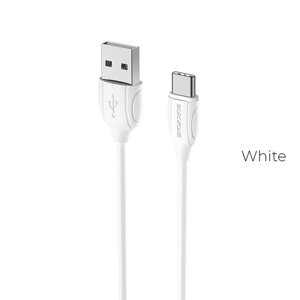 Кабель USB-TypeC Borofon BX19 Benefit 2.4А TPE 1,0м White мс