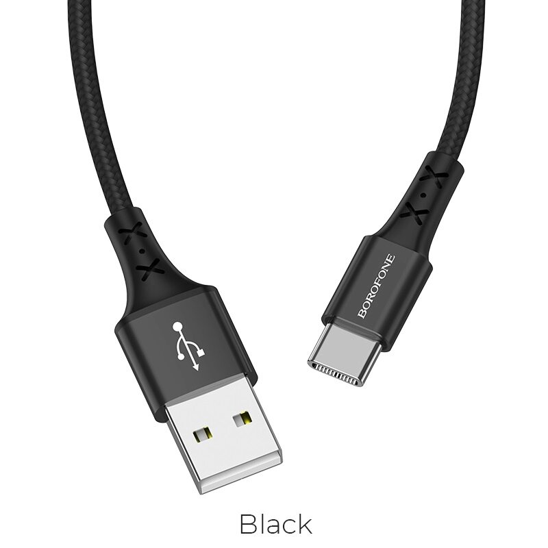 Кабель USB-TypeC Borofon BX20 Enjoy 2.0A нейлон 1м Black от компании Медиамир - фото 1