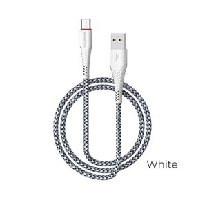 Кабель USB-TypeC Borofon BX25 Powerful, 2,4A, 1 м нейлон, White мс