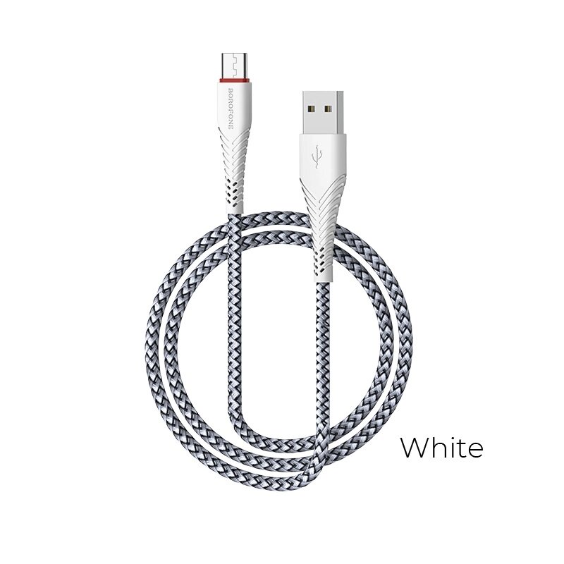 Кабель USB-TypeC Borofon BX25 Powerful, 2,4A, 1 м нейлон, White от компании Медиамир - фото 1