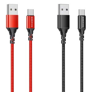 Кабель USB-TypeC Borofon BX54 Ultra bright 2,4А нейлон 1м Black