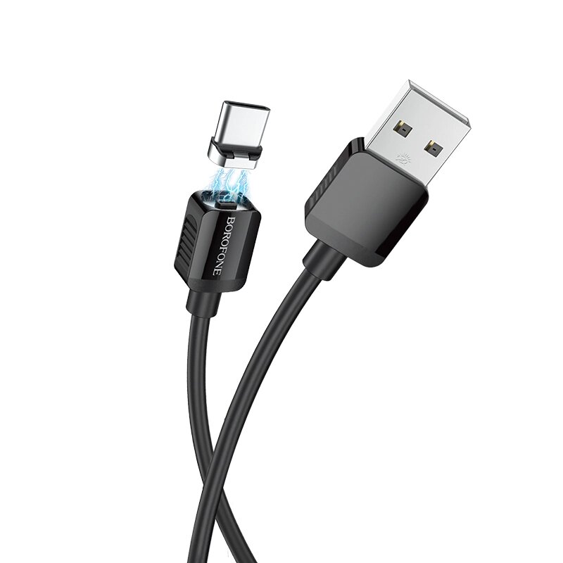 Кабель USB-TypeC Borofon BX57 Effective TPE 1м  2.0A съемный магнитный наконечник Black от компании Медиамир - фото 1