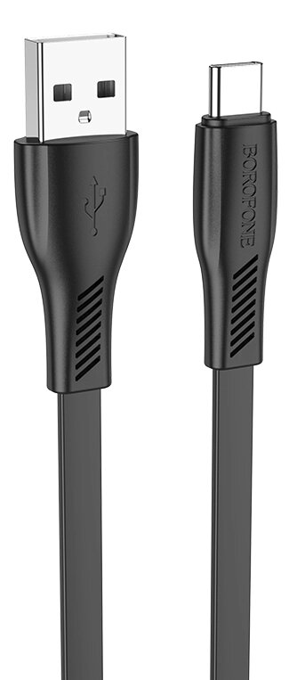 Кабель USB-TypeC Borofon BX85 Auspicious 3.0A ПВХ плоский 1м Black от компании Медиамир - фото 1