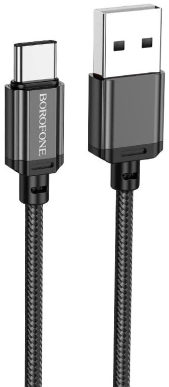 Кабель USB-TypeC Borofon BX87 3.0A нейлон 1м Black сд от компании Медиамир - фото 1