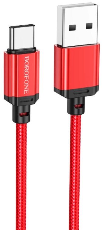 Кабель USB-TypeC Borofon BX87 3.0A нейлон 1м Red пс от компании Медиамир - фото 1