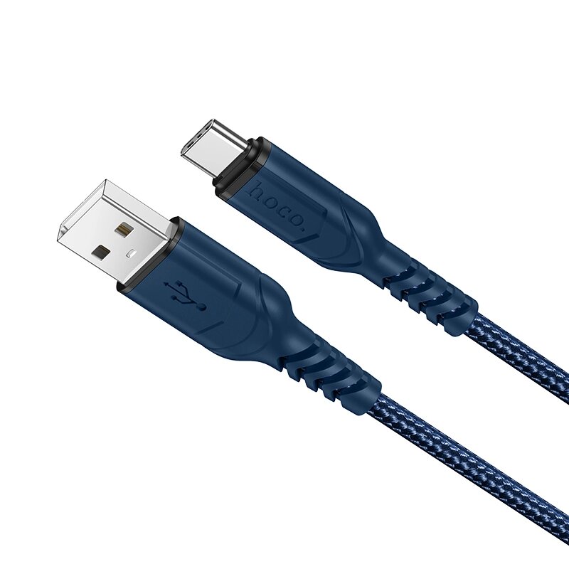 Кабель USB-TypeC Hoco X59 3.0A нейлон 1м Blue пс от компании Медиамир - фото 1