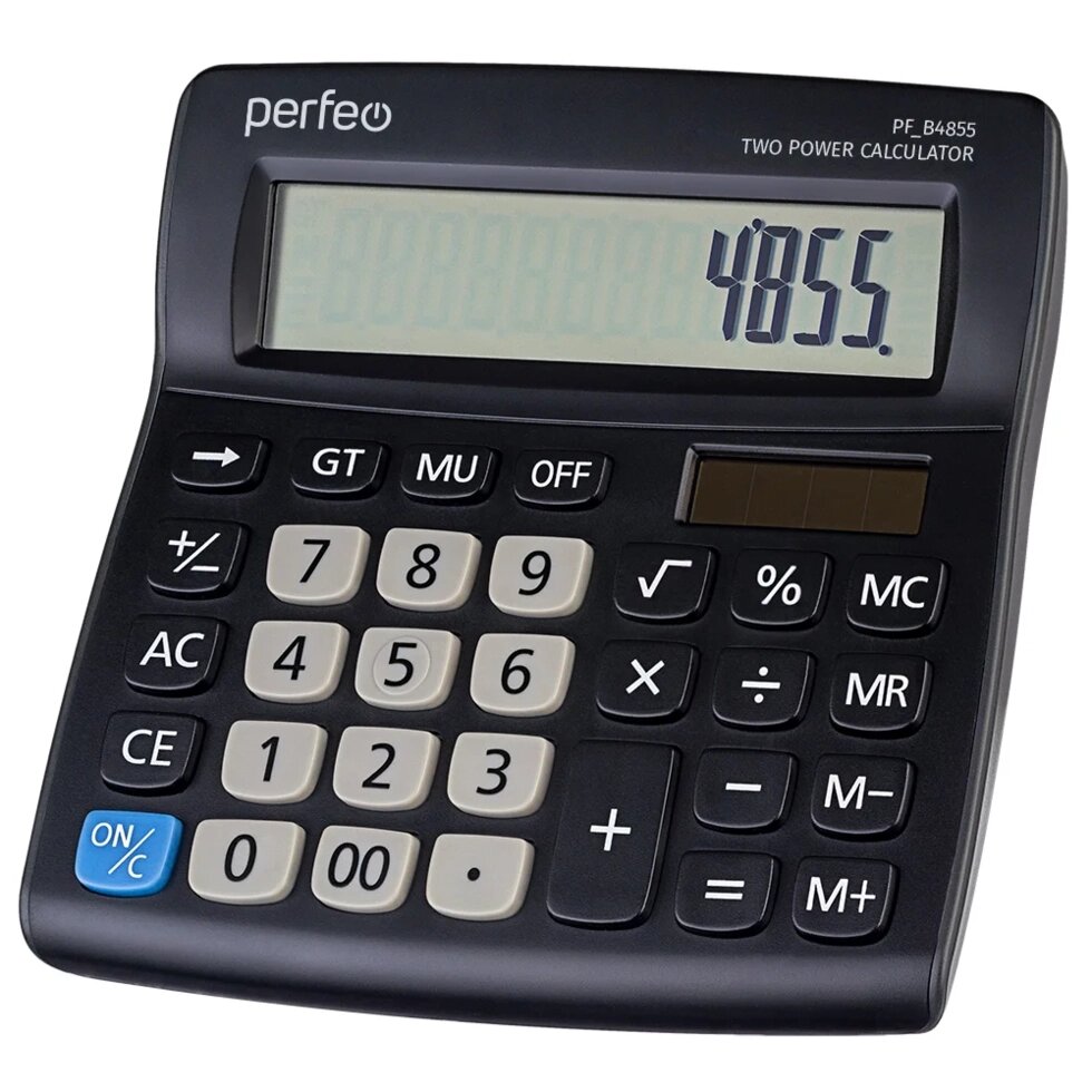 Калькулятор Perfeo PF_B4855, бухгалтерский, 12-разрядный, черный от компании Медиамир - фото 1