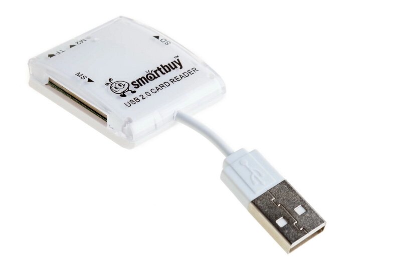 Картридер Smartbuy 713, USB 2.0 SD/microSD/MS/M2, белый (SBR-713-W) от компании Медиамир - фото 1