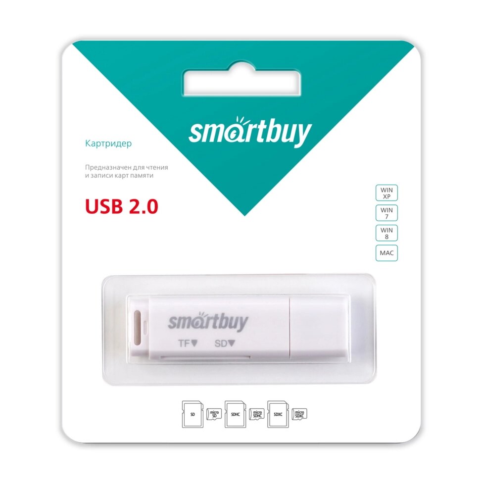 Картридер Smartbuy 715 USB 2.0 SD/microSD белый (SBR-715-W) от компании Медиамир - фото 1