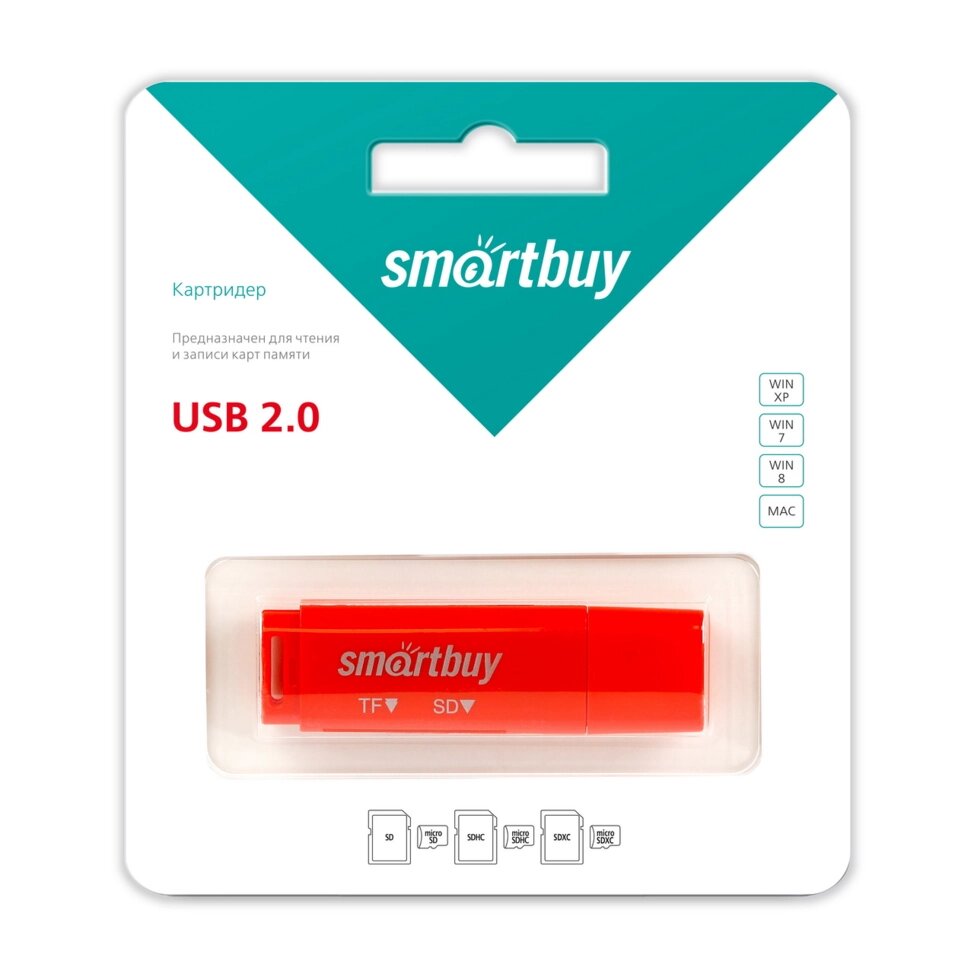 Картридер Smartbuy 715 USB 2.0 SD/microSD красный (SBR-715-R) от компании Медиамир - фото 1